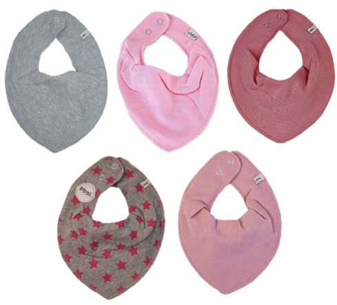 Pippi Halstuch 5er Pack Baby Dreieckstücher Halstücher SPARPACK (Pinky Stars)