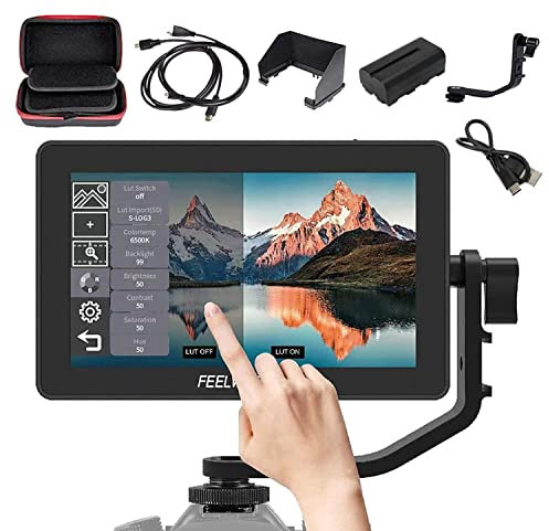 Feelworld F6 Plus+ F550 Battery + Charger 5.5 Inch Touch Screen DSLR Camera Field Monitor,3D Lut Small Full HD 1920x1080 with 4K HDMI 8.4V DC Input/Loop Output