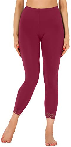 Merry Style Damen 7/8 Leggings mit Spitze MS10-342(Weinrot,L)
