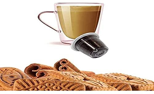 KICKKICK 50 Capsules Café Compatibles Nespresso Biscuits et Cannelle MADE IN ITALY Noisettes pour Nespresso de Café Soluble Aromatisé Saveur Speculoos