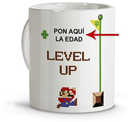 LolaPix Tazas originales. Tazas personalizadas. Tazas desayuno originales. Varios diseños. CUMPLEAÑOS LEVEL UP
