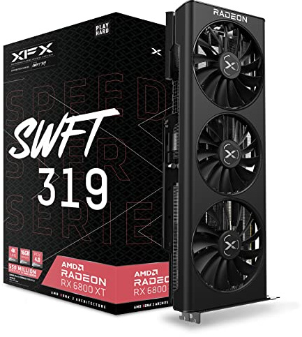 XFX RX-68XTAQFD9, Speedster SWFT 319 AMD Radeon RX 6800 XT CORE Gaming Graphics Card with 16GB GDDR6, AMD RDNA 2