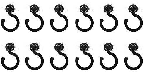HUIKJI 12pcs Heavy Duty Adhesive Hook, Rotating Strong Hook Under Cabinet Coat Hooks for Hanging Bag Hat Towel Clothes, Houseplant Hanger