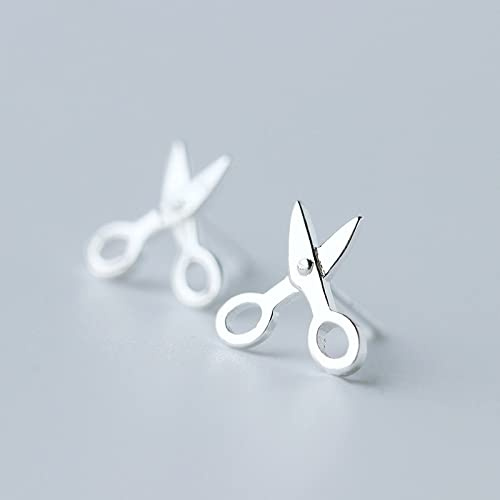 GLDW Ohrringe Silber 925, Kreative Kleine Schere Werkzeugform Einzigartige S925 Sterling Silber Hypoallergen Ohrstecker Exquisiter Schmuck Für Damen Damen Mädchen Frauentag Geschenke