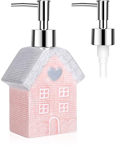 Ceramic Refillable Soap Dispenser Bottles With 2 Removable Pump Heads - 400ml/14oz for Liquid Soap, Shampoo, Body Wash - Hand Dispenser
