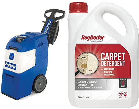 Rug Doctor X3 Professional Carpet Cleaner, Plastic, 1200 W, 11.4 liters, Blue & Carpet Detergent with SpotBlok, 2 Litre
