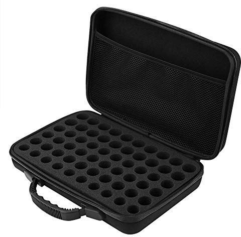 Atyhao 60 Bottles Waterproof Hard Shell EVA Large Capacity Essential Oils Handle Carrying Case Bag Nail Polish Storage Box Foam Insert Organizer Tote(Essential Oil not Included)(Black)