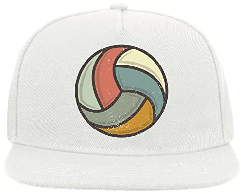 Retro Style Faded Volleyball 5 Panel Snapback Flat Visor Cap Hat Baseballmütze Weiß