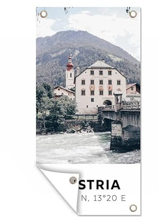 MuchoWow Outdoor-Poster Poster Wanddeko draußen Deko Garten Gartenposter 40x80 cm Österreich - Wasser - Alpen