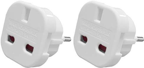 Jsdoin EU Travel Adapter, UK to European Plug Adapter, Europe Converter Type C, E, F for Spain, Italy, Portugal, Germany, Netherlands, Greece, Poland, Turkey and More(pack2)