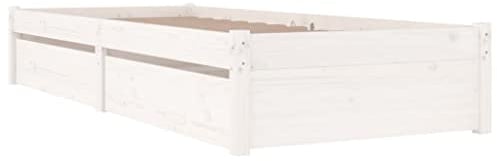 vidaXL Bett, Bettrahmen Bettgestell mit Schubladen Lattenrost, Holzbett Massivholzbett für Schlafzimmer, Einzelbett Schlafzimmerbett, Weiß 75x190cm