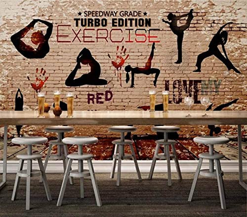 Moderne Kreative 3D Wandtapete Fototapete, Fitness-Yoga-Übungssilhouette Abnehmbare Fototapete | Selbstklebende Große Tapete Für Jungen, Mädchen, Schlafzimmer, Wohnzimmer, Tv-Hinterg 140(B) x70(H) cm