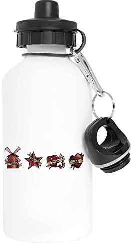 Vendax Freedom Beauty Truth Love Moulin Rouge Aluminium Weiß Wasserflasche Mit Schraubverschluss White Water Bottle With Screw Cap