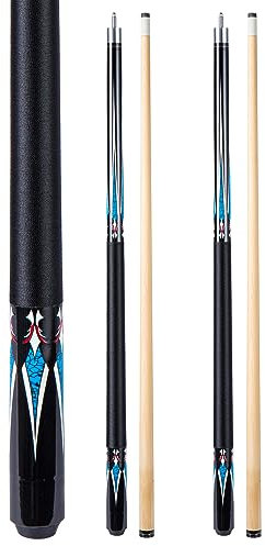 Sinsilvie 13mm 58 Pollici 19 20 Once Stecche Biliardo Pool, Set da 2,1/2 Maple Pool Cue Stick,Bastone da Biliardo da Bar per Uomini e Donne.(Set of 2 Black 19oz)