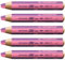 STABILO - Duo Buntstift, Wasserfarbe & Wachsmalkreide - woody 3 in 1 duo - zweifarbige Mine - 5er Pack - pink/erika