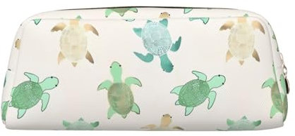 DEHIWI Federmäppchen Schildkröte Schreiben Stift Tasche Wasserdicht Niedlich Leder Bleistift Tasche Reise Kosmetik Make-up Tasche Organizer Stifthalter für Büro Make-up, gold, Einheitsgröße,