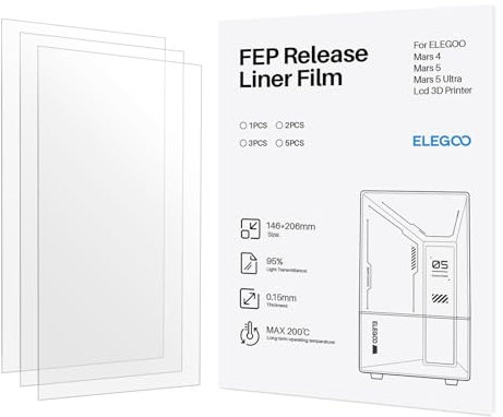 ELEGOO FEP Release Film 3PCS 3D Drucker Zubehör Ersatzteile für ELEGOO Mars 4 Mars 5 Mars 5 Ultra Resin 3D Drucker 206 x 146 MM und 0.15 mm Dicke mit 95 Prozent Lichtdurchlässigkeit