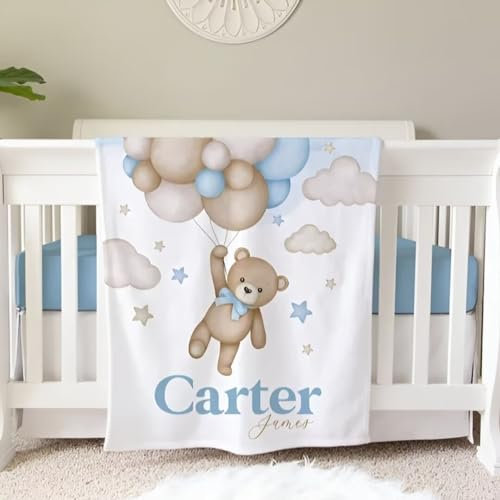 UOOYAA Babydecke Kuscheldecke Krabbeldecke Premium Babybettwäsche Flanell Decke mit Namen und Datum, Personalisiertes Geschenke für Kinder