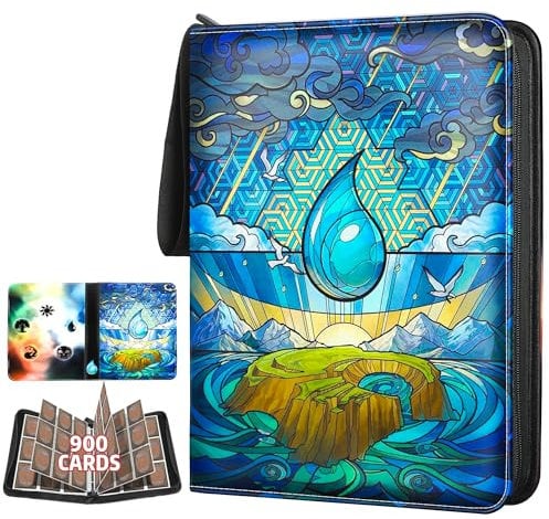 Card Binder for Pokemon 9 Pocket - Trading Card Binder for Pokemon with 50 Removable Sleeves for 900 Cards, PU Waterproof Card Folder with Zipper, Portable Trading Card Album