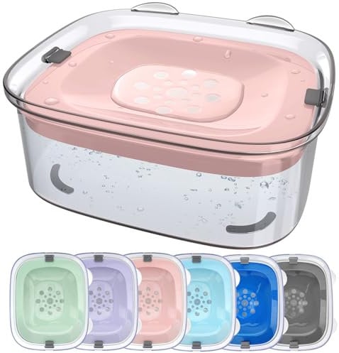 Heouvo 3L Dog Water Bowl No Spill, 101oz Large Spill Proof Dog Bowl Reduce Refill, Anti Splash No Mess Dispenser Dripless Slow Drinking Water Bowl for Sloppy Messy Drinkers (Pink)