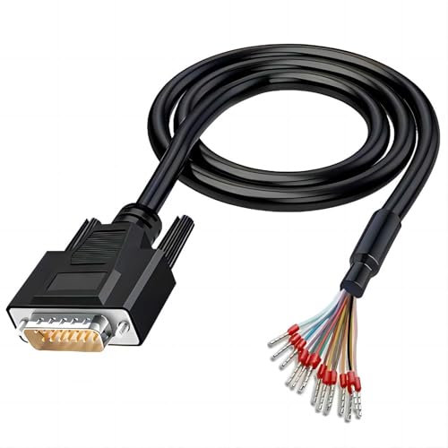 Willwewon 3Meter 26AWG DB15 Männliches RS232 15 Pin Serielles Verlängerungskabel, RS232 D-SUB DB15 Seriell zu 15 Bare Wire Breakout Board Connector