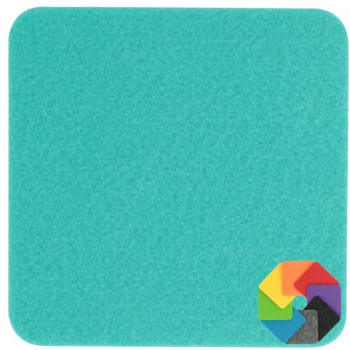 Design Filz Untersetzer eckig - 25x25cm in dunkel-türkis für Glas, Getränke, Bar, Tasse, Vase