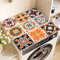 Odot Tapis de Protection pour Dessus de Machine à Laver, Antidérapant Découpable Housse de Machine à Laver pour Machine à Laver ou Sèche-Linge Buanderie Réfrigérateur -Mandala (Orange,60x60cm)