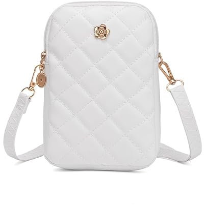 Gorwagely Embroidery Mobile Phone Bags Women Fashion Shoulder Bag Female Mini Crossbody (White)