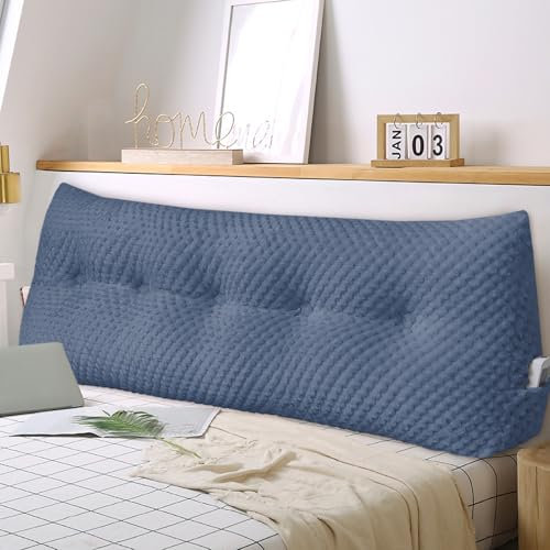 Weiches Keilkissen Bett Großes Rückenkissen, bequem und stützend, Lesekissen Wandkissen Lendenkissen für Couch und Betten, Stützkissen, Nackenkissen mit abnehmbarem Bezug(Marineblau-80x20x50cm)