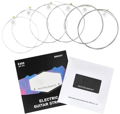 6 cuerdas de acero de alto carbono para guitarra eléctrica, 9-42/10-46, cuerdas de guitarra de sonido brillante