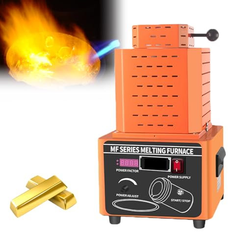 Four Fusion électrique Four Fusion en Or, Four Fusion Numérique Automatique 1600 ℃ / 2912 ℉, Capacité 1/2/3 Kg, Kit Four Coulée pour Raffinage l'or Et l'argent,Orange-3kg