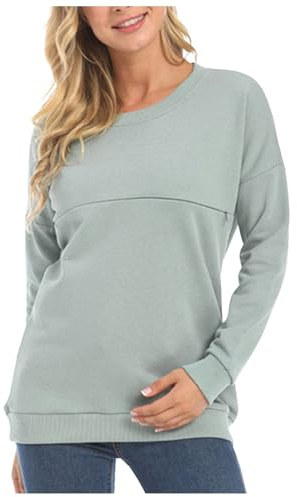Pflege Sweatshirt Langarm Umstandspullover T-Shirt Winter Stillen Pullover Tops mit Reißverschluss Stillshirt Damen Fleece Stilloberteile Winter Umstandsmode (Light Blue-2, M)