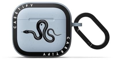 CASETiFY Bounce AirPods (4. Generation) Hülle mit Ring, Militärqualität, Falltest, 2 m Fallschutz, kratzfest, Schwarz Kingsnake – Himmelblau