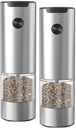 Ruspela Electric Salt and Pepper Grinder Set of 2 One Touch Operation Type- C Rechargeable Automatic Pepper Mills with Adjustable Coarseness