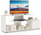 COSTWAY Meuble TV, Meuble Télé pour 55 au Max, Design S, Rangement Ouvert, Grand Compartiement, Petite Armoire à Porte, Meuble TV Moderne pour Salon, Chambre (Blanc)