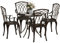 Outsunny 5 Pieces Garden Dining Set for 4, Cast Aluminium Outdoor Dining Set with 4 Armchairs and Round Dining Table with Parasol Hole, Garden Furniture Set, Bronze Tone