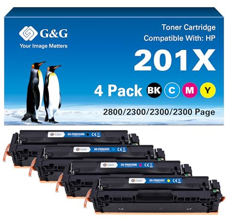 G&G kompatibler Toner Ersatz für HP 201X 201A für Color Laserjet M277DW M252DW M277N M252N M252 CF400X CF401X CF402X CF403X (4er Pack)