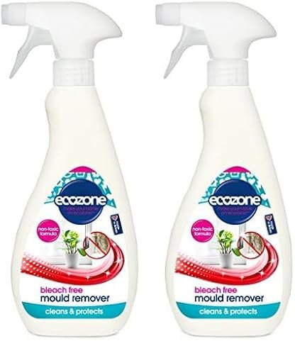 Ecozone Mould Remover, Bleach Free Anti-Bacterial Non Toxic Eco Formula, Cleans & Protects, Prevents Mouldy Re-Growth, Safe for Most Home Surfaces, Vegan Friendly (500ml Spray) (Pack of 2)