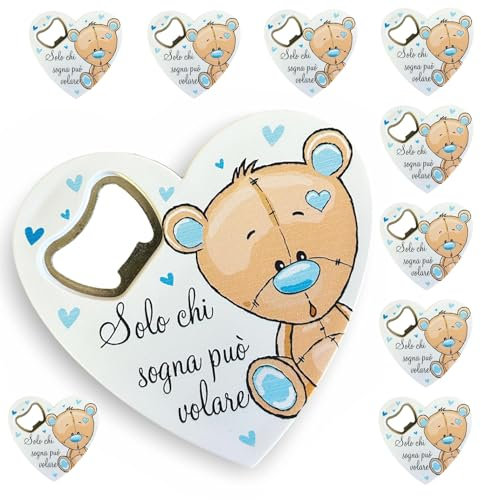 Regalami.shop set 10 bomboniere apribottiglia, Bomboniera Battesimo Bimbo con immagine e frase + 10 Bigliettini a tema Personalizzati (10)
