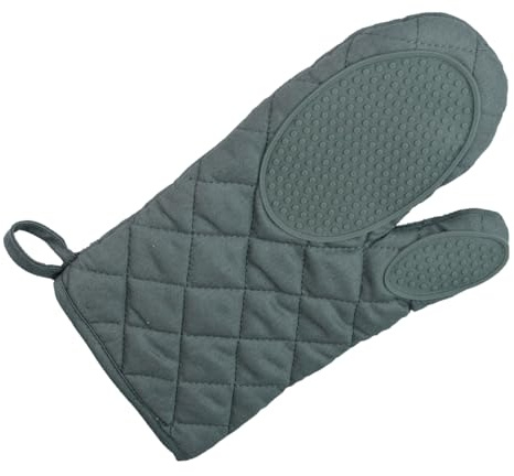 MACOSA U1790101 Backhandschuh Silikon Baumwolle Anhrazit rutschfest hitzebeständig Backofenhandschuh Küchenhelfer Topfhalter Küchenutensil Handschuh (Anthrazit)