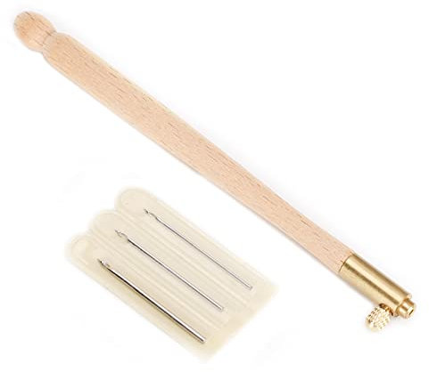 Ejoyous Häkelnadeln Edelstahl Häkelhaken, Holzgriff, 3 Nadelnset, Zum Stricken, Perlen, Stickereien