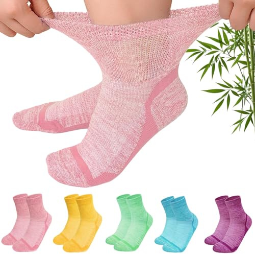 LOFIR Chaussettes Diabétiques en Bambou pour Femme: Socquettes Sans Couture et Sans Élastique pour Homme - Pour Femmes Enceintes et Personnes Âgées Aux Pieds Enflés 5 Paires Taille 39-46