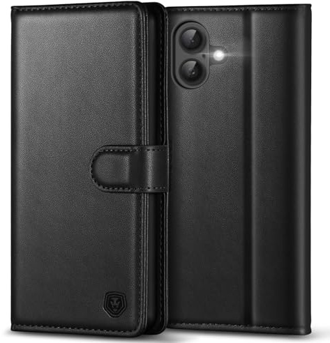 Kuafcase Compatible for iPhone 17 Case with 4 Card Slots Magnetic Closure Kickstand Shockproof Protective Phone Case Compatible for iPhone 17 - Black