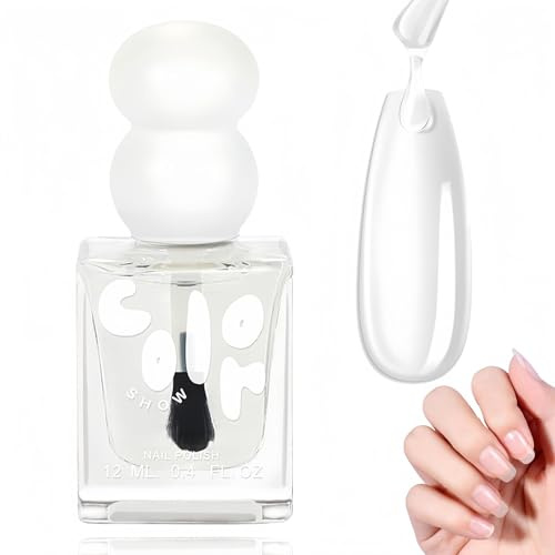 Clear Nail Polish,2-in-1 Quick Dry Top & Base Coat,High Glossy Transparent Water-Based Long Lasting,Strengthening Nail Varnish for Women,Quick Dry Na/il Po/lish,Clear Na/il Po/lish Strengthening