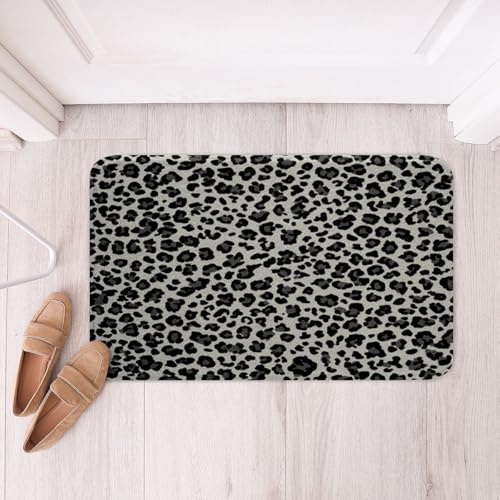 Homemissing Leopard Drucken Badematte 50x80cm Gepardpelz Badvorleger Tierdruck Duschvorleger Absorbierender Wildtier Haut Textur Badezimmerteppich Badteppiche Grau Schwarz