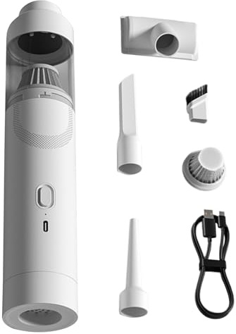 Generisch Aspirateur à main sans fil - Pour voiture et déplacement - Avec fonction sèche-cheveux, portable et rechargeable - Léger - Pour coussin de voiture, tapis et poils d'animaux