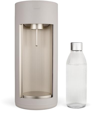 Mysoda: Glassy Wassersprudler - Clay | aus Holzkomposit und Aluminium mit 1L Glasflasche (ohne C02-Zylinder)