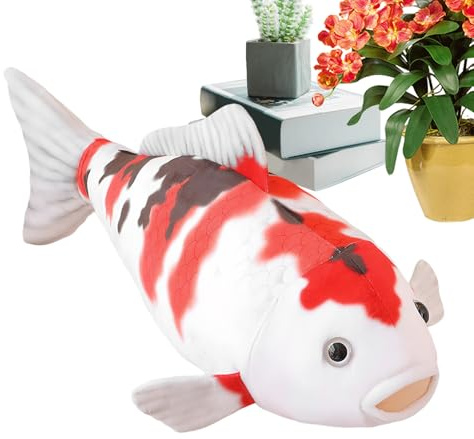 Gefülltes Fisch-Plüschkissen – 29,5 Zoll großes Koi-Kissen, weiches Deko-Spielzeug, Kinderzimmer-Bettwäsche, Sofakissen-Dekoration, großes umarmbares Fisch-Stofftier-Geschenk für Kinder, Erwachsene, J