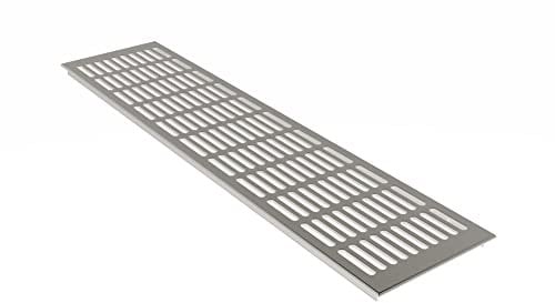 Ventilation Grill Aluminium Stainless Steel Look Anodised Height 130 mm x 600 mm