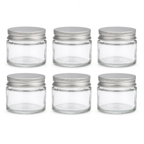 Avalon 15ml CLEAR GLASS JARS with Silver Lid ~ Reusable Refillable Eco Friendly, Sustainable Living ~ Pack of 6 ~ Cosmetic Containers for Beauty, Skincare, Lip Balms, Samples, Travel Size Pots